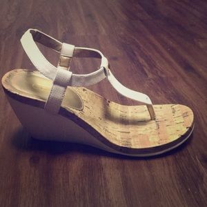 Chaps White Wedge Sandals Size 8